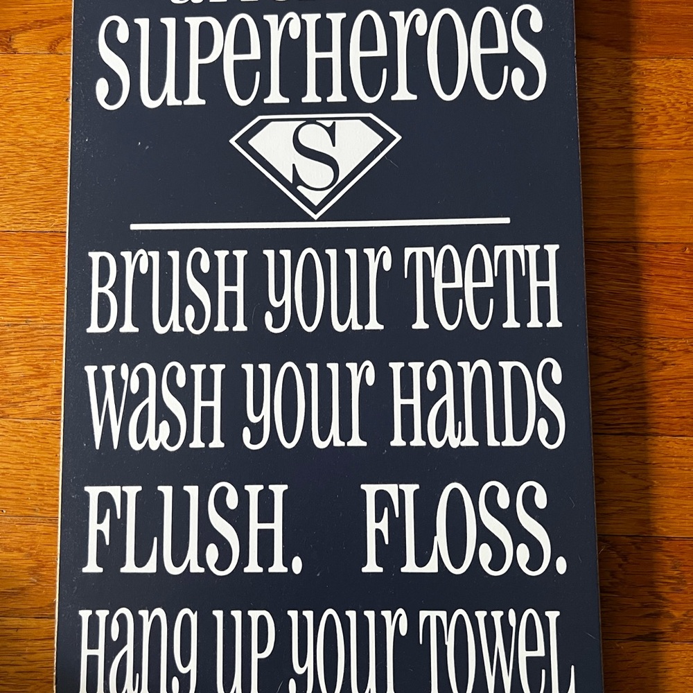 Royal Blue kids superhero themed bathroom sign - Picture 3 of 3